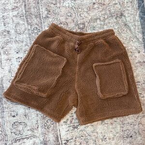Adidas Ivy Park Sherpa Cargo Shorts Brown Teddy Fleece Unisex M NWT Beyoncé